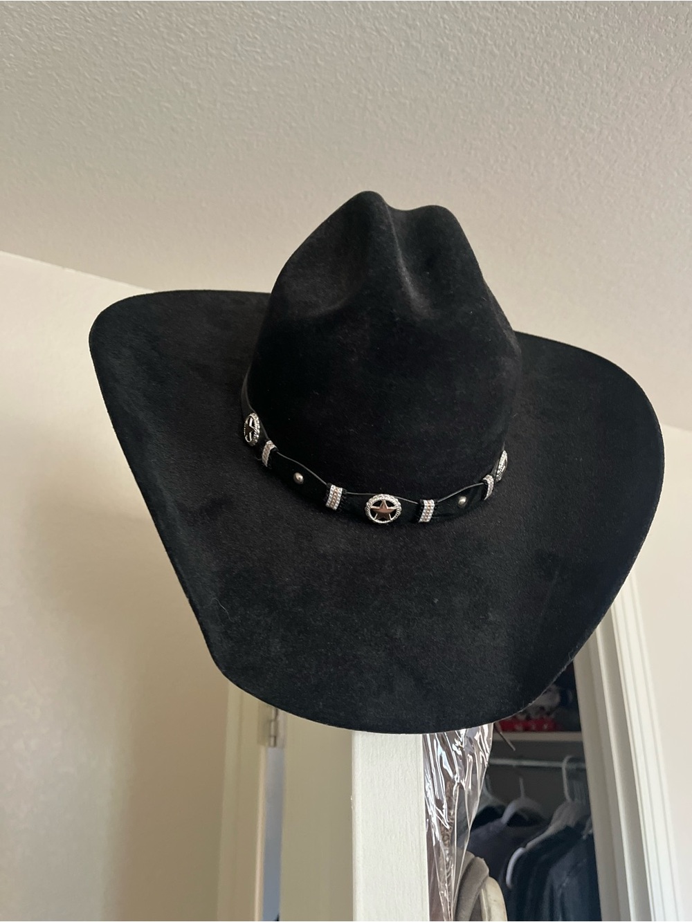 Black Western Cowboy Hat with Star Concho Band